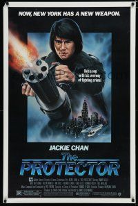 7f616 PROTECTOR 1sh '85 Danny Aiello, R. Obero art of Jackie Chan huge gun!