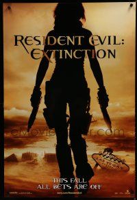 7f643 RESIDENT EVIL: EXTINCTION teaser 1sh '07 silhouette of zombie killer Milla Jovovich!