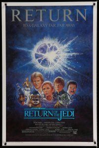 7f646 RETURN OF THE JEDI 1sh R85 George Lucas classic, Mark Hamill, Ford, Tom Jung art!