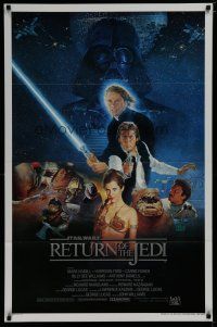 7f649 RETURN OF THE JEDI style B int'l 1sh '83 George Lucas classic, cast montage art by Sano!