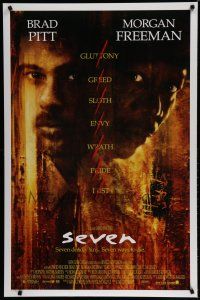7f685 SEVEN DS 1sh '95 David Fincher, Morgan Freeman, Brad Pitt, deadly sins!