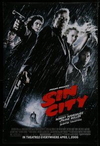 7f698 SIN CITY advance DS 1sh '05 graphic novel by Frank Miller, cool image of Bruce Willis & cast!