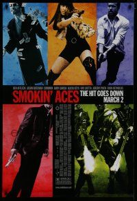 7f711 SMOKIN' ACES advance DS 1sh '07 Ben Affleck, Jason Bateman, Ryan Reynolds, Alicia Keys!