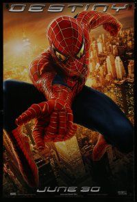 7f724 SPIDER-MAN 2 teaser 1sh '04 cool image of Tobey Maguire as superhero, destiny!