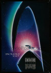 7f737 STAR TREK: GENERATIONS advance 1sh '94 cool sci-fi art of the Enterprise, Boldly Go!