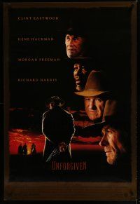 7f798 UNFORGIVEN DS 1sh '92 Clint Eastwood, Gene Hackman, Morgan Freeman, Richard Harris!