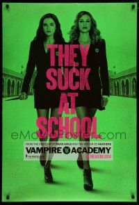 7f801 VAMPIRE ACADEMY green teaser DS 1sh '14 Zoey Deutch, Gabriel Byrne, they suck at school!