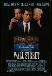 7f810 WALL STREET 1sh '87 Michael Douglas, Charlie Sheen, Daryl Hannah, Oliver Stone!