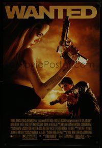 7f811 WANTED DS 1sh '08 sexy Angelina Jolie & James McAvoy with guns!