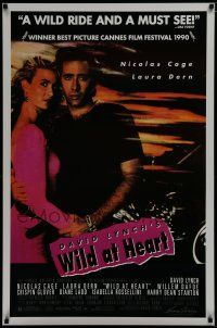 7f824 WILD AT HEART 1sh '90 David Lynch, Nicolas Cage & Laura Dern, a wild ride!