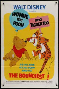 7f829 WINNIE THE POOH & TIGGER TOO 1sh '74 Walt Disney, characters created by A.A. Milne!