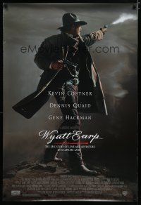 7f842 WYATT EARP 1sh '94 cool image of Kevin Costner in the title role firing gun!
