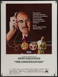 7g292 CONVERSATION 30x40 '74 art of Gene Hackman by Bernard D'Andrea, Francis Ford Coppola directed!