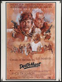 7g299 DEATH HUNT 30x40 '81 artwork of Charles Bronson, Lee Marvin & sexy Angie Dickinson by Solie!