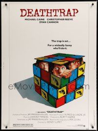7g301 DEATHTRAP style B 30x40 '82 art of Chris Reeve, Michael Caine & Dyan Cannon in Rubik's Cube!