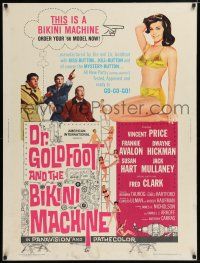 7g313 DR. GOLDFOOT & THE BIKINI MACHINE 30x40 '65 Vincent Price, sexy babes w/kiss & kill buttons!
