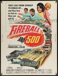 7g328 FIREBALL 500 30x40 '66 Frankie Avalon & sexy Annette Funicello, cool stock car racing art!