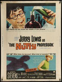 7g419 NUTTY PROFESSOR 30x40 '63 wacky Jerry Lewis directs & stars w/pretty Stella Stevens!