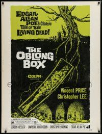 7g420 OBLONG BOX 30x40 '69 Vincent Price, Edgar Allan Poe's tale of living dead, cool horror art!