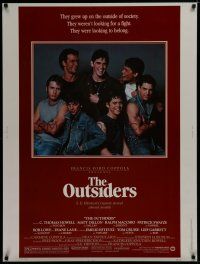 7g426 OUTSIDERS 30x40 '82 Coppola, S.E. Hinton, Howell, Dillon, Macchio, Swayze, Lowe, Estevez!