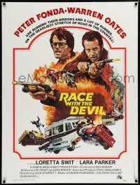 7g438 RACE WITH THE DEVIL style A 30x40 '75 Peter Fonda & Warren Oates are burning bridges & rubber