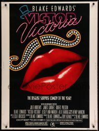 7g510 VICTOR VICTORIA 30x40 '82 Julie Andrews, Blake Edwards, lips & mustache art by John Alvin!