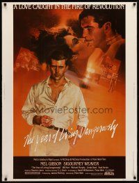7g519 YEAR OF LIVING DANGEROUSLY 30x40 '83 Peter Weir, great artwork of Mel Gibson by Stapleton!