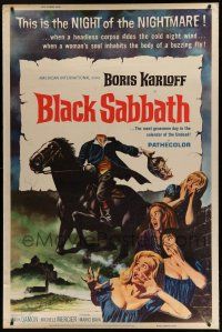 7g114 BLACK SABBATH 40x60 '64 Boris Karloff in Mario Bava's I Tre volti Della Paura, severed head!
