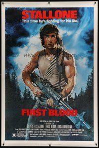 7g134 FIRST BLOOD 40x60 '82 artwork of Sylvester Stallone as John Rambo by Drew Struzan!