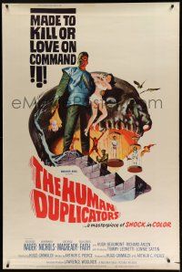 7g147 HUMAN DUPLICATORS 40x60 '64 cool horror art of monsters made to kill or love on command!