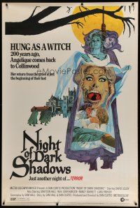7g158 NIGHT OF DARK SHADOWS 40x60 '71 wild freaky art of the woman hung as a witch 200 years ago!
