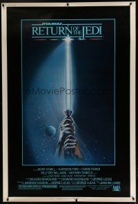 7g163 RETURN OF THE JEDI 40x60 '83 George Lucas classic, art of hands holding lightsaber!
