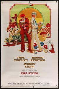 7g171 STING 40x60 '74 different art of Paul Newman & Robert Redford by Charles Moll & Bill Gold!