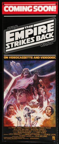 7g065 EMPIRE STRIKES BACK video poster R84 George Lucas sci-fi classic, cool artwork by Tom Jung!