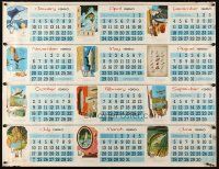 7g050 1960 FISHING GUIDE CALENDAR uncut wall calendar '60 art of sailfish, trout, geese & more!