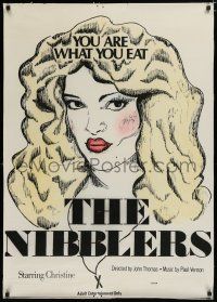 7g216 NIBBLERS 1sh '76 Parties raides, color art of Christine Chanoine, you are what you eat!