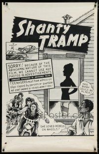 7g219 SHANTY TRAMP 1sh '67 her baby could be black, rebels on wheels, bikers & abnormal sex!