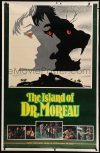7g073 ISLAND OF DR. MOREAU special 36x56 '77 Michael York, mad scientist Burt Lancaster, cool art!