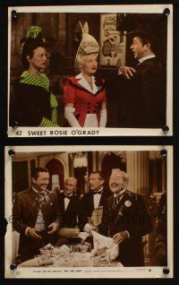 7h292 SWEET ROSIE O'GRADY 2 color 8x10 stills '43 sexy Betty Grable, Robert Young, Menjou, Grey!