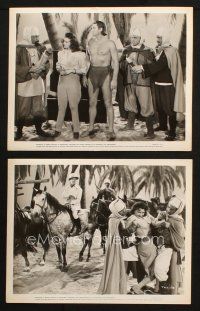 7h986 TARZAN'S DESERT MYSTERY 2 8x10 stills '43 Johnny Weissmuller & Nancy Kelly with knife!