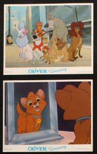 7h102 OLIVER & COMPANY 8 8x10 mini LCs '88 great art of Walt Disney cats & dogs in New York City!