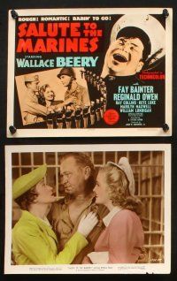 7h061 SALUTE TO THE MARINES 10 color 8x10 stills '43 WWII soldier Wallace Beery, Fay Bainter, art!
