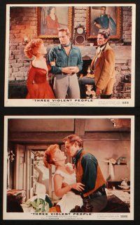 7h228 THREE VIOLENT PEOPLE 8 color 8x10 stills '56 images of sexy Anne Baxter & Charlton Heston!