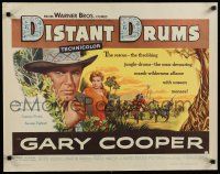 7j518 DISTANT DRUMS 1/2sh '51 different c/u of Gary Cooper with knife in the Florida Everglades!
