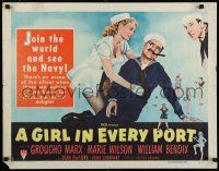 7j543 GIRL IN EVERY PORT style B 1/2sh '52 art of wacky sailor Groucho Marx & sexy Marie Wilson!