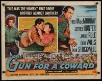 7j557 GUN FOR A COWARD style B 1/2sh '56 Fred MacMurray, Jeffrey Hunter, brother against brother!