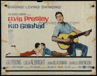 7j594 KID GALAHAD 1/2sh '62 art of Elvis Presley singing with guitar, boxing, and romancing!