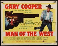 7j624 MAN OF THE WEST style A 1/2sh '58 Anthony Mann, cowboy Gary Cooper is the man of fast draw!