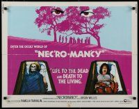 7j655 NECROMANCY 1/2sh '72 Orson Welles, occult world horror art of girl & skeleton in coffins!