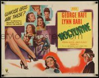 7j661 NOCTURNE style A 1/2sh '46 George Raft & Lynn Bari, film noir art, Hollywood glamor murder!